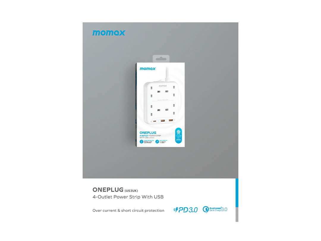 Momax OnePlug 4 Outlets Power Strip With USB - White in Qatar
Momax OnePlug 4 Outlets Power Strip With USB - White in Qatar